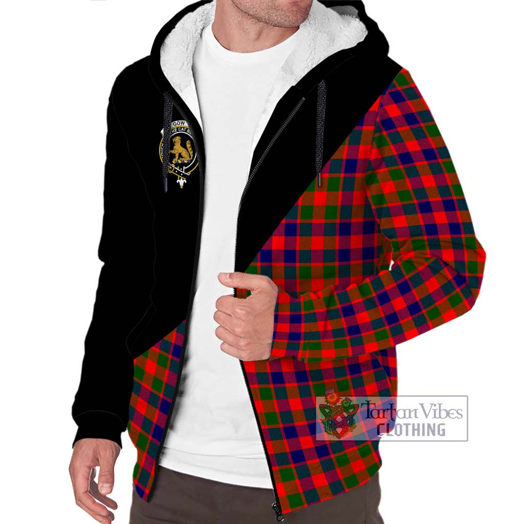 Gow Modern Tartan Sherpa Hoodie with Family Crest and Military Logo Style Unisex S - Tartanvibesclothing Shop