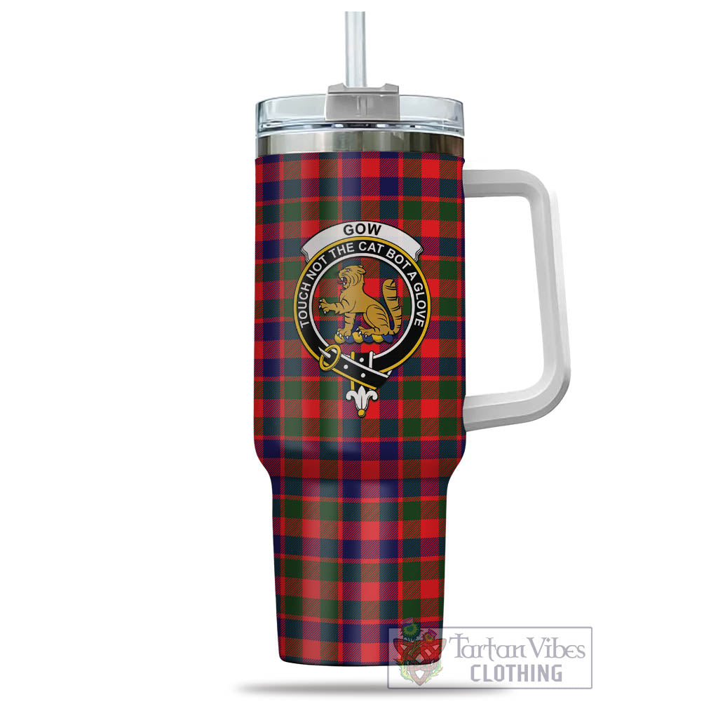 Tartan Vibes Clothing Gow Modern Tartan and Family Crest Tumbler with Handle