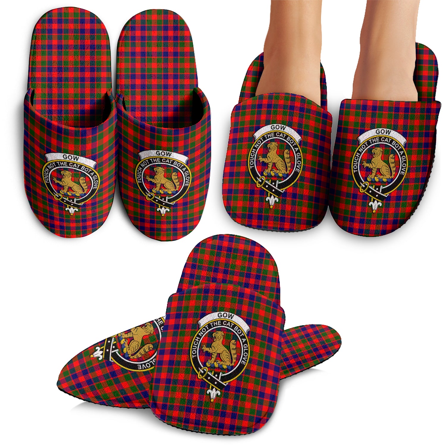 Gow Modern Tartan Home Slippers with Family Crest - Tartanvibesclothing