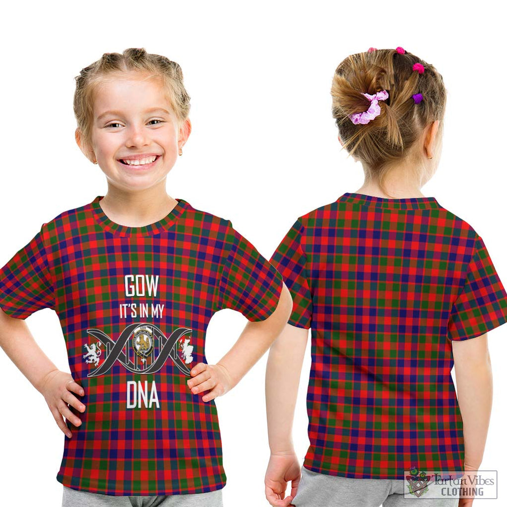 Gow Modern Tartan Kid T-Shirt with Family Crest DNA In Me Style - Tartanvibesclothing Shop