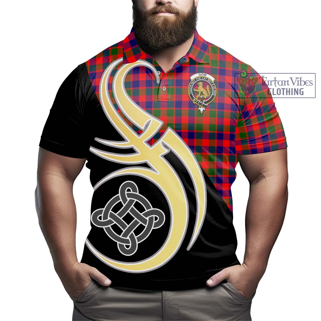 Gow Modern Tartan Polo Shirt with Family Crest and Celtic Symbol Style - Tartan Vibes Clothing