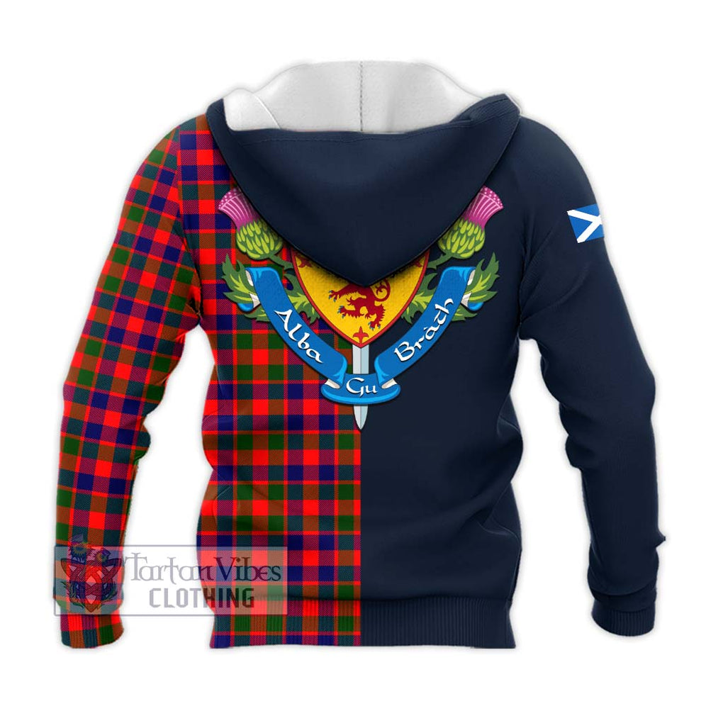 Tartan Vibes Clothing Gow Modern Tartan Knitted Hoodie with Scottish Lion Royal Arm Half Style