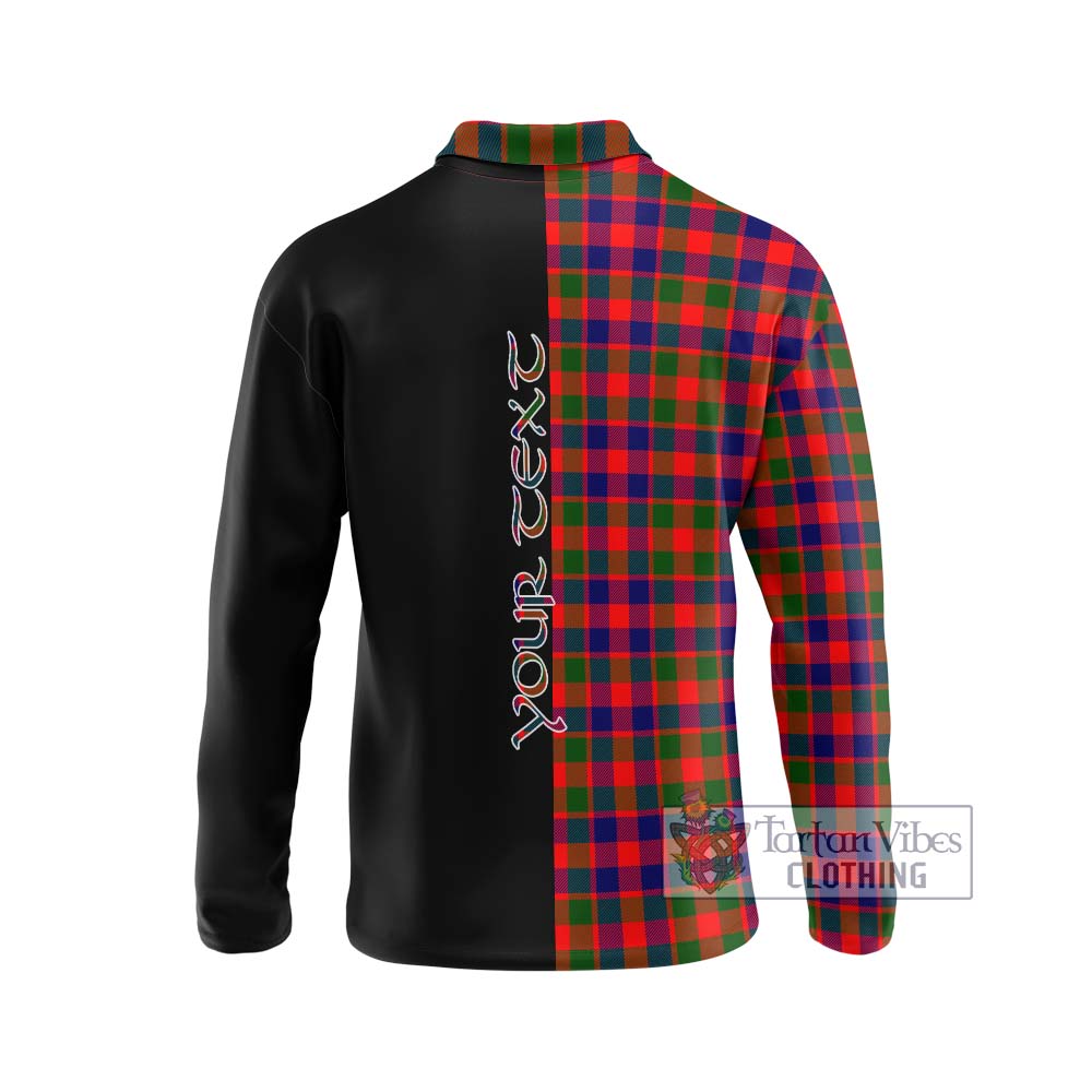 Gow Modern Tartan Long Sleeve Polo Shirt with Family Crest and Half Of Me Style - Tartanvibesclothing Shop