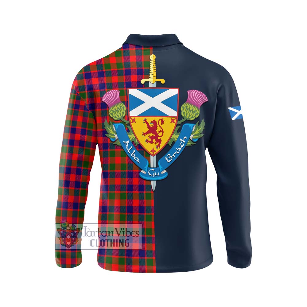 Tartan Vibes Clothing Gow Modern Tartan Long Sleeve Polo Shirt with Scottish Lion Royal Arm Half Style