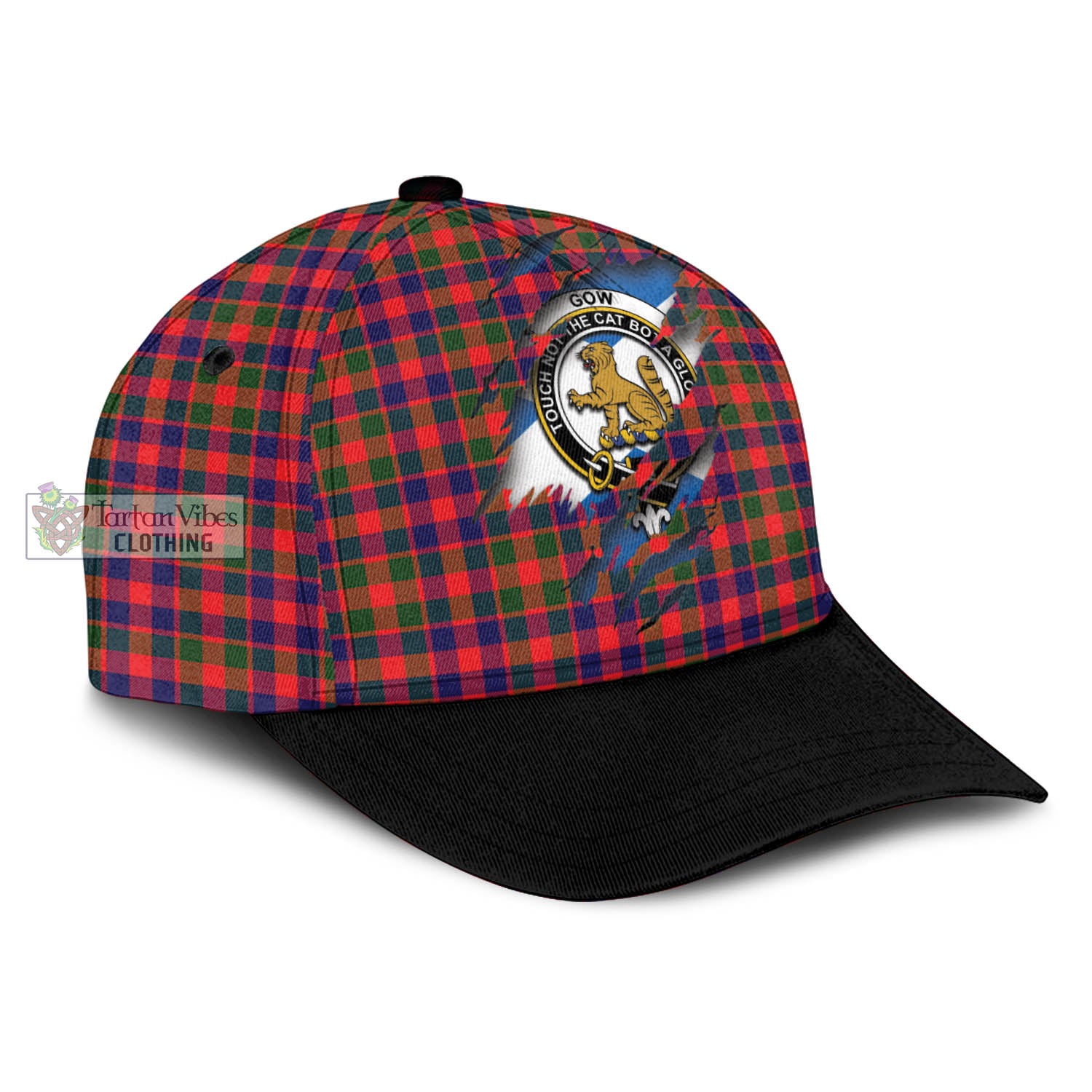 Tartan Vibes Clothing Gow Modern Tartan Classic Cap with Family Crest In Me Style