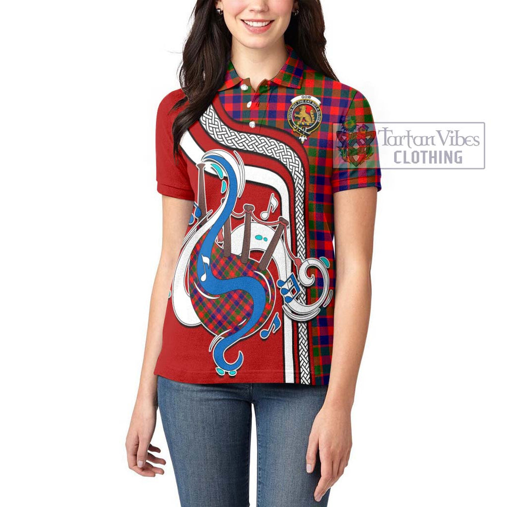 Gow Modern Tartan Women's Polo Shirt with Epic Bagpipe Style - Tartanvibesclothing Shop