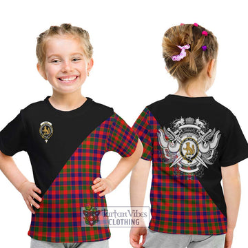 Gow Modern Tartan Kid T-Shirt with Family Crest and Military Logo Style