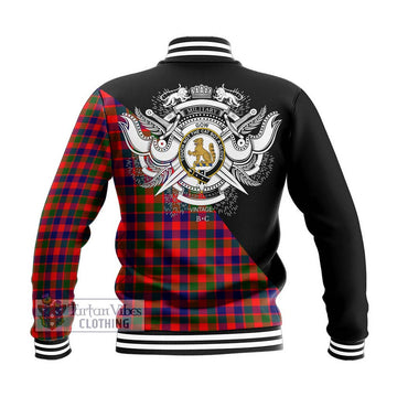 Gow Modern Tartan Baseball Jacket with Family Crest and Military Logo Style