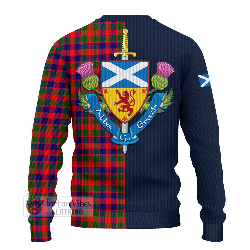 Tartan Vibes Clothing Gow Modern Tartan Knitted Sweater with Scottish Lion Royal Arm Half Style