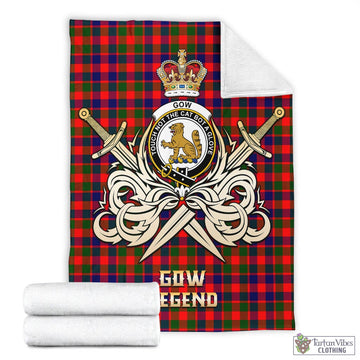 Gow Modern Tartan Blanket with Clan Crest and the Golden Sword of Courageous Legacy