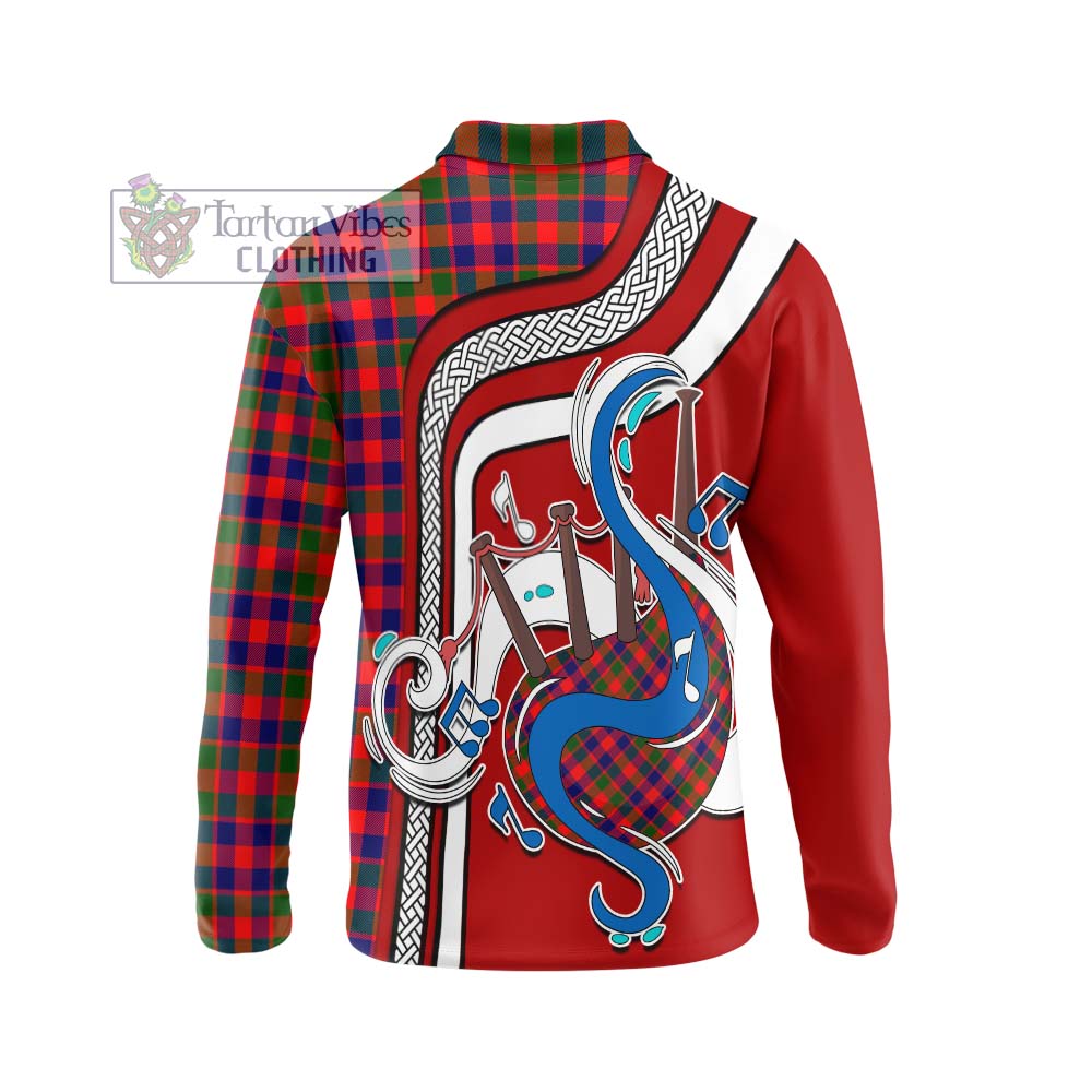 Tartan Vibes Clothing Gow Modern Tartan Long Sleeve Polo Shirt with Epic Bagpipe Style