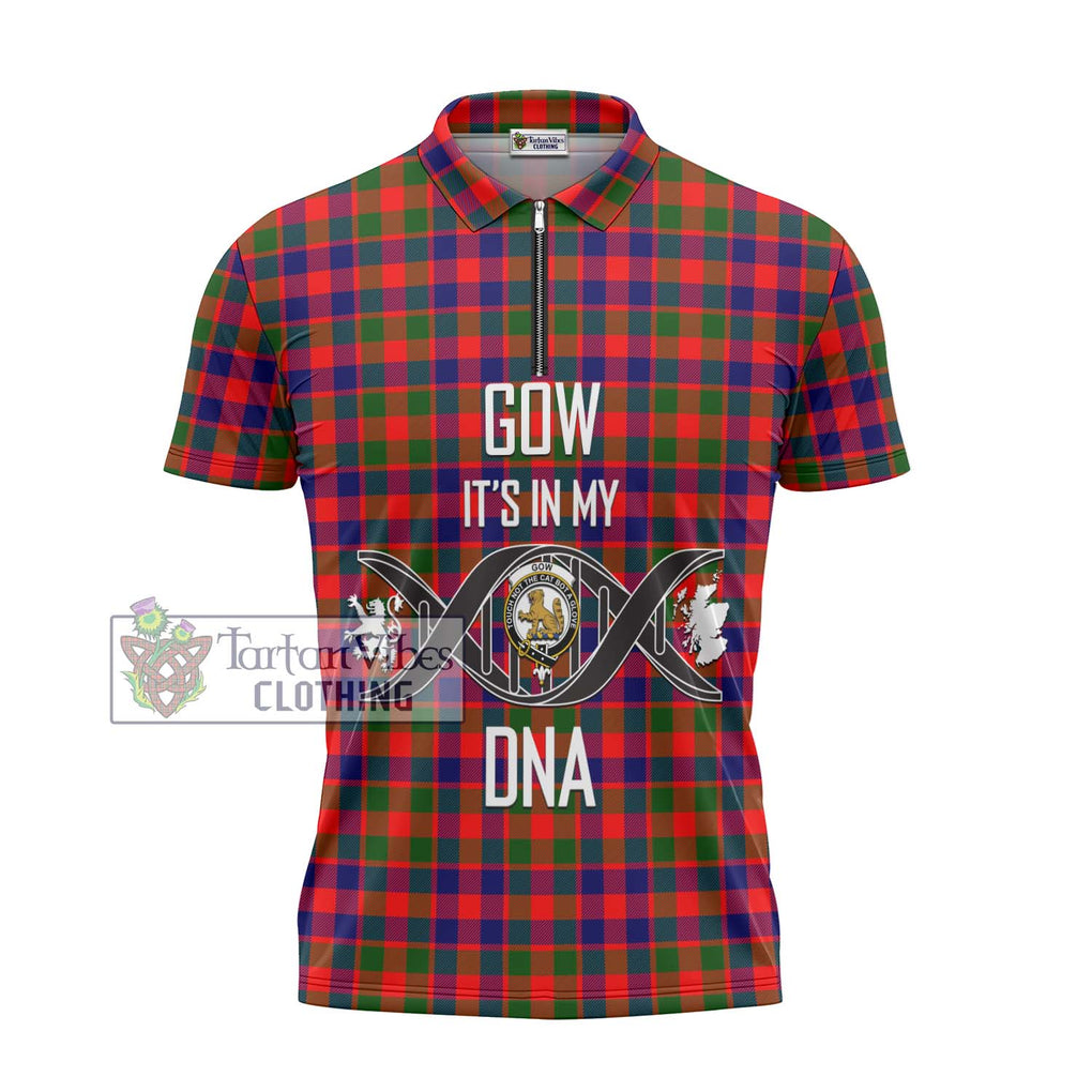 Gow Modern Tartan Zipper Polo Shirt with Family Crest DNA In Me Style - Tartanvibesclothing Shop