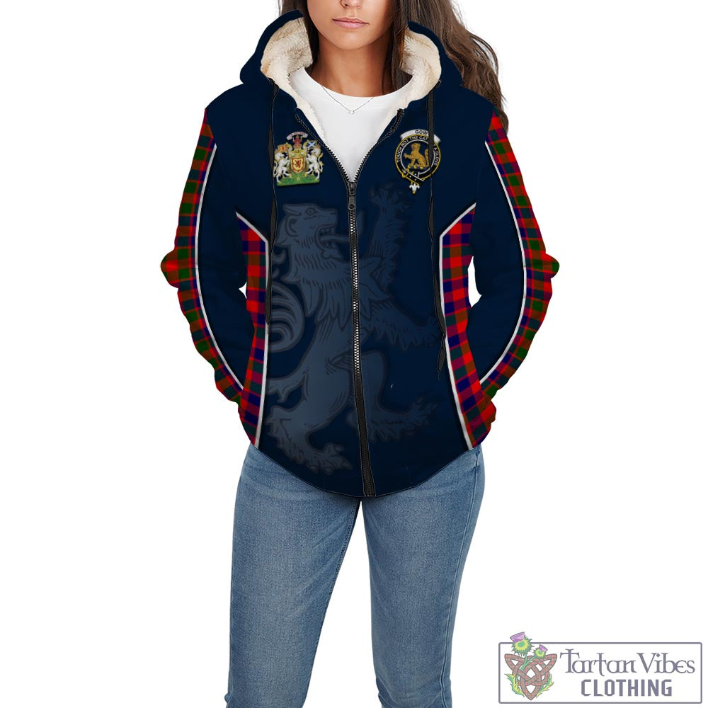 Tartan Vibes Clothing Gow Modern Tartan Sherpa Hoodie with Family Crest and Lion Rampant Vibes Sport Style