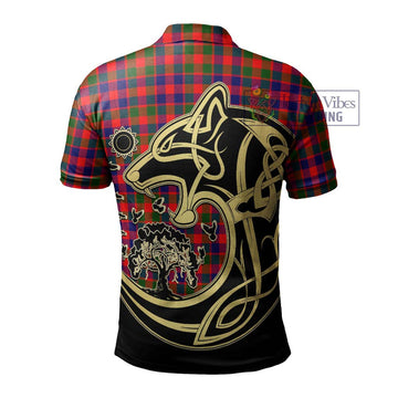 Gow Modern Tartan Polo Shirt with Family Crest Celtic Wolf Style