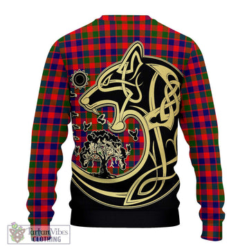 Gow Modern Tartan Ugly Sweater with Family Crest Celtic Wolf Style