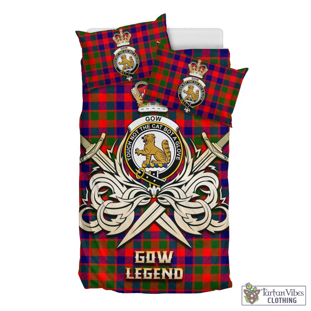 Tartan Vibes Clothing Gow Modern Tartan Bedding Set with Clan Crest and the Golden Sword of Courageous Legacy