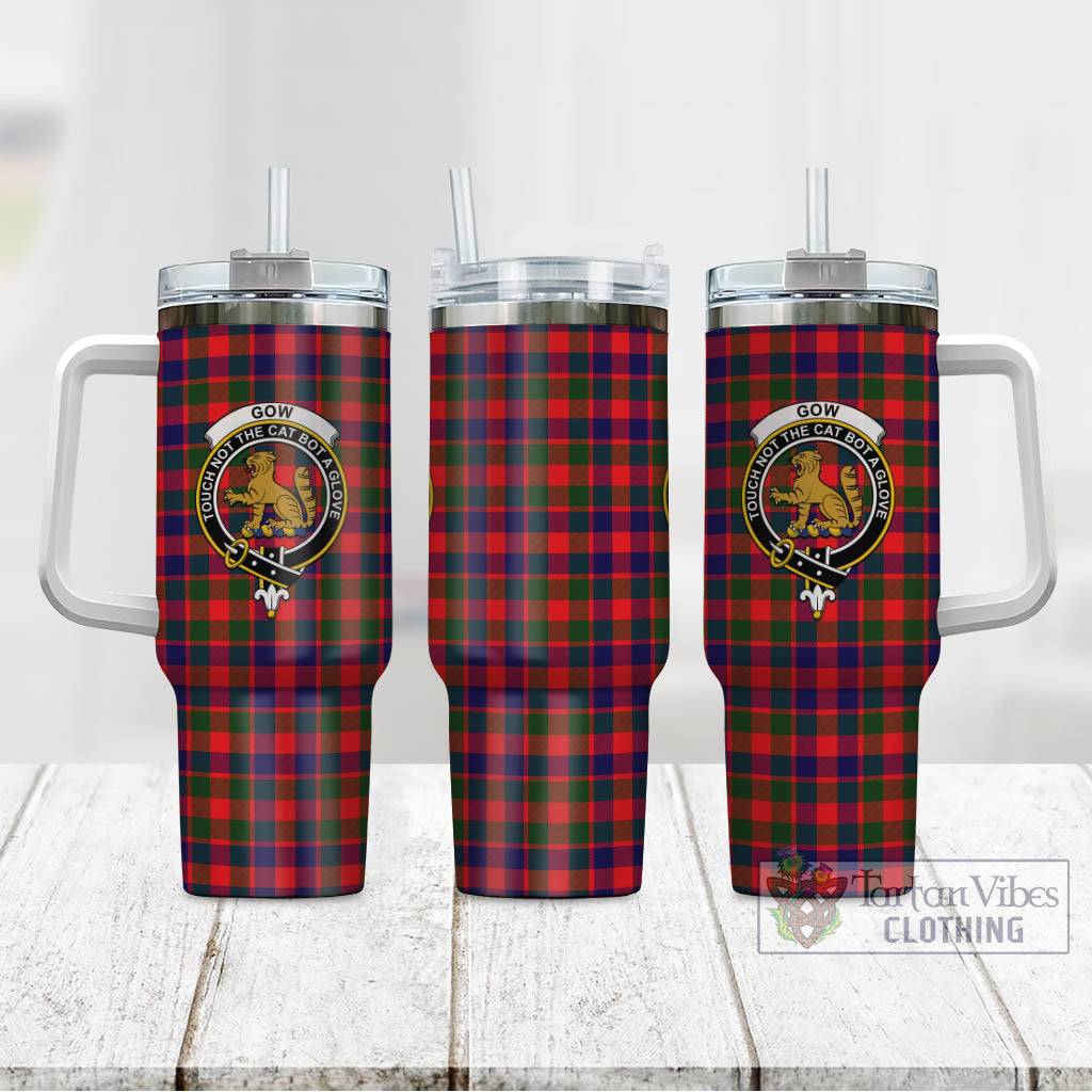 Tartan Vibes Clothing Gow Modern Tartan and Family Crest Tumbler with Handle