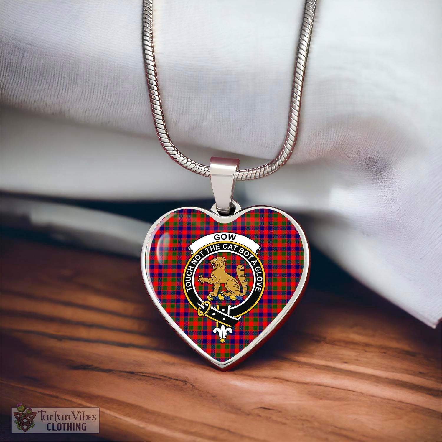 Tartan Vibes Clothing Gow Modern Tartan Heart Necklace with Family Crest