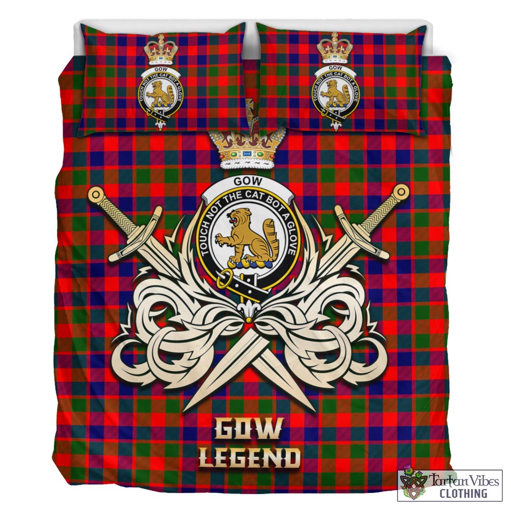 Tartan Vibes Clothing Gow Modern Tartan Bedding Set with Clan Crest and the Golden Sword of Courageous Legacy