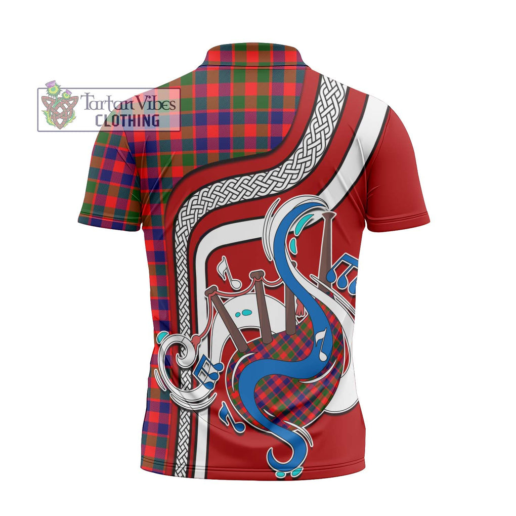 Gow Modern Tartan Zipper Polo Shirt with Epic Bagpipe Style - Tartanvibesclothing Shop