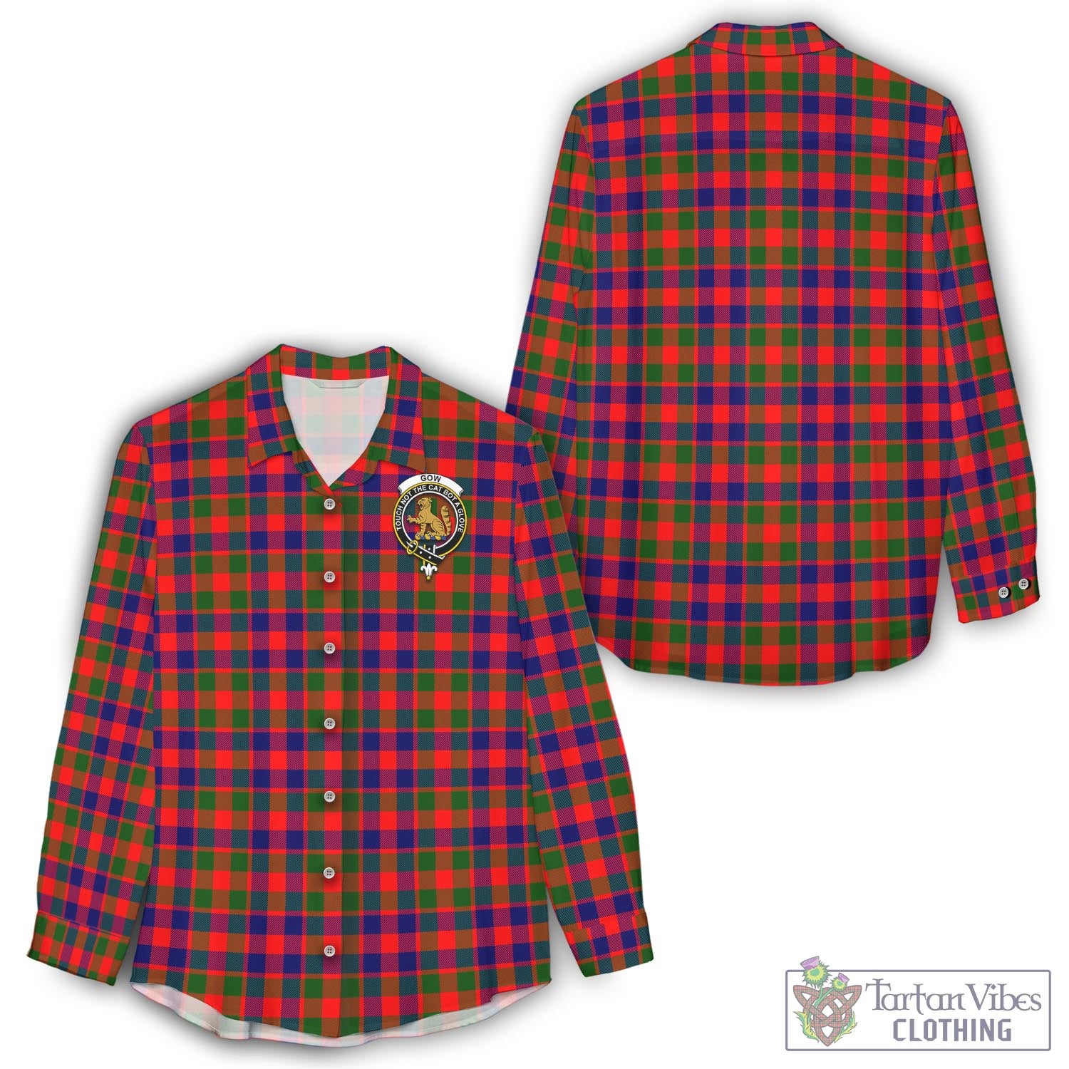 Tartan Vibes Clothing Gow Modern Tartan Womens Casual Shirt with Family Crest