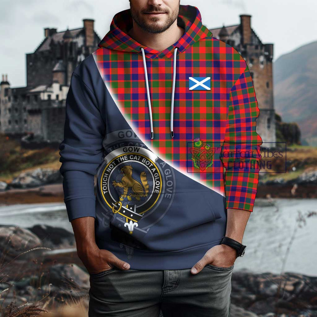 Gow Modern Tartan Hoodie with Personalised National Flag and Family Crest Half Style - Tartanvibesclothing Shop