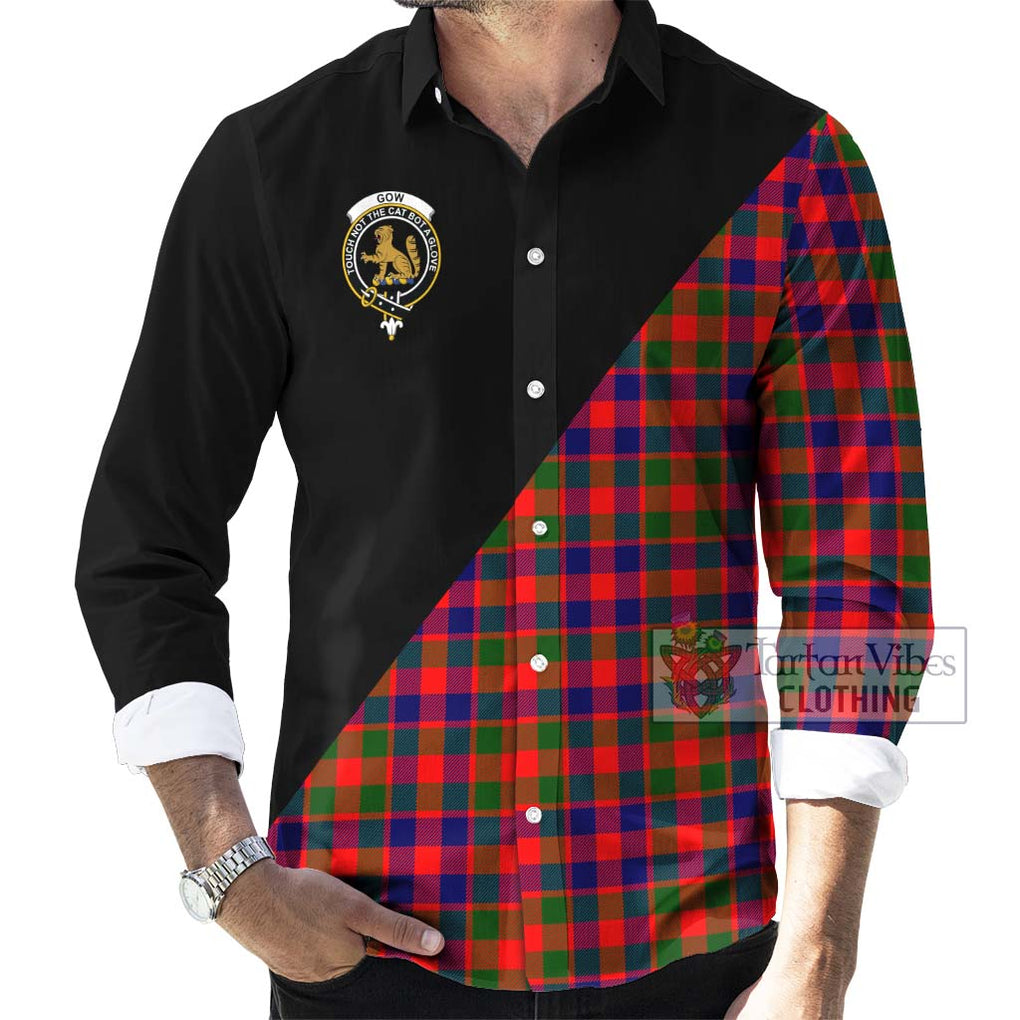 Gow Modern Tartan Long Sleeve Button Shirt with Family Crest and Military Logo Style - Tartanvibesclothing Shop