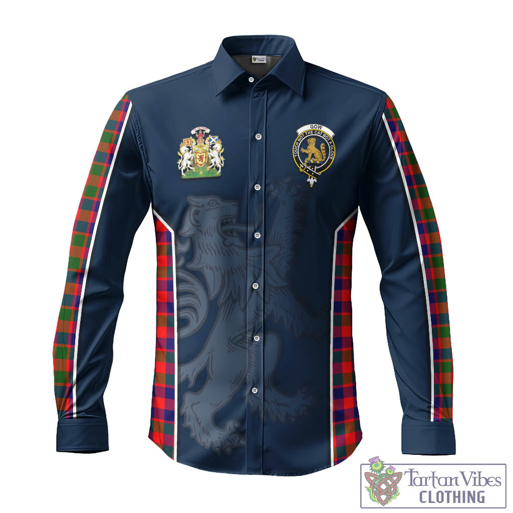 Tartan Vibes Clothing Gow Modern Tartan Long Sleeve Button Up Shirt with Family Crest and Lion Rampant Vibes Sport Style