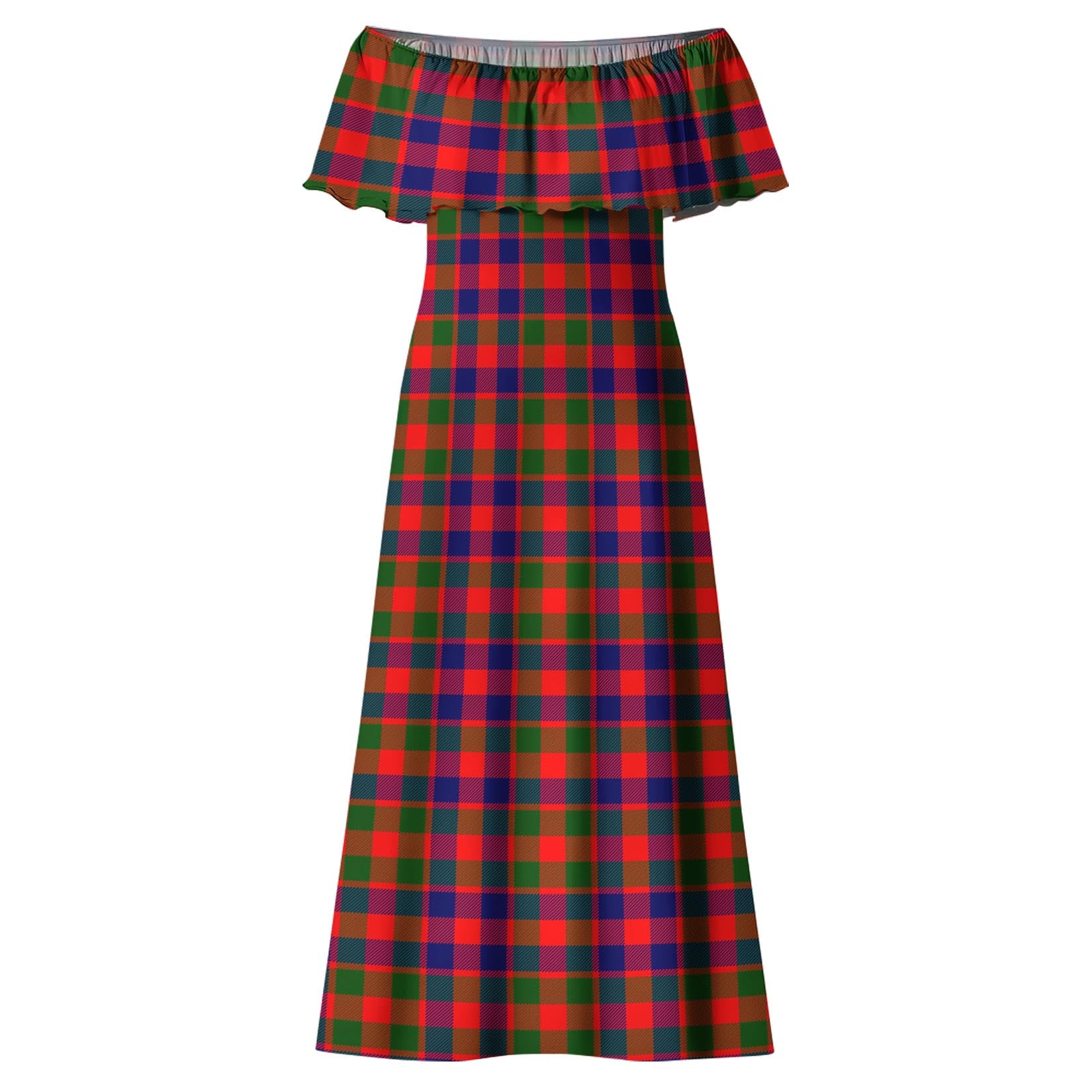 Gow Modern Tartan Off Shoulder Long Dress - Tartanvibesclothing