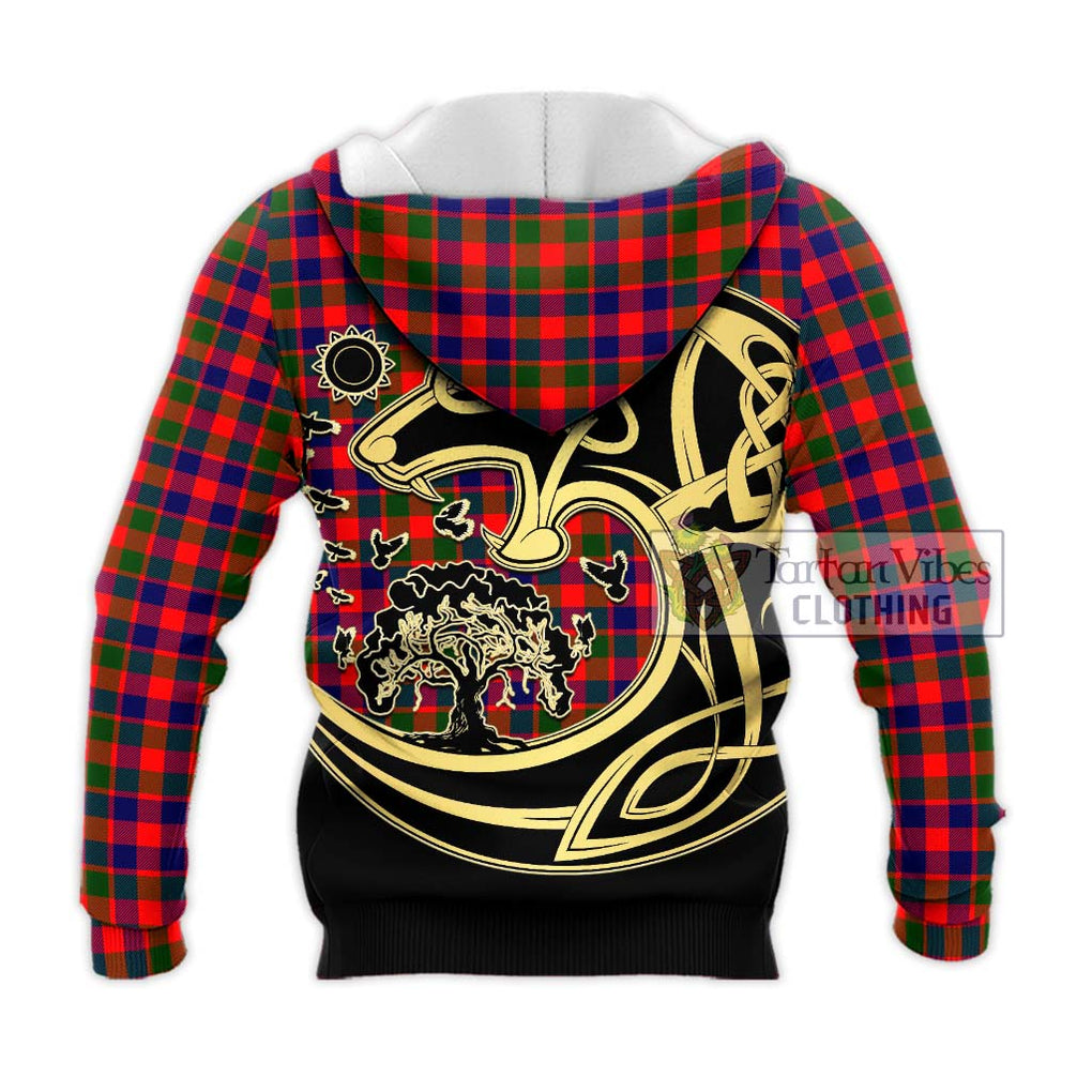 Gow Modern Tartan Knitted Hoodie with Family Crest Celtic Wolf Style - Tartan Vibes Clothing