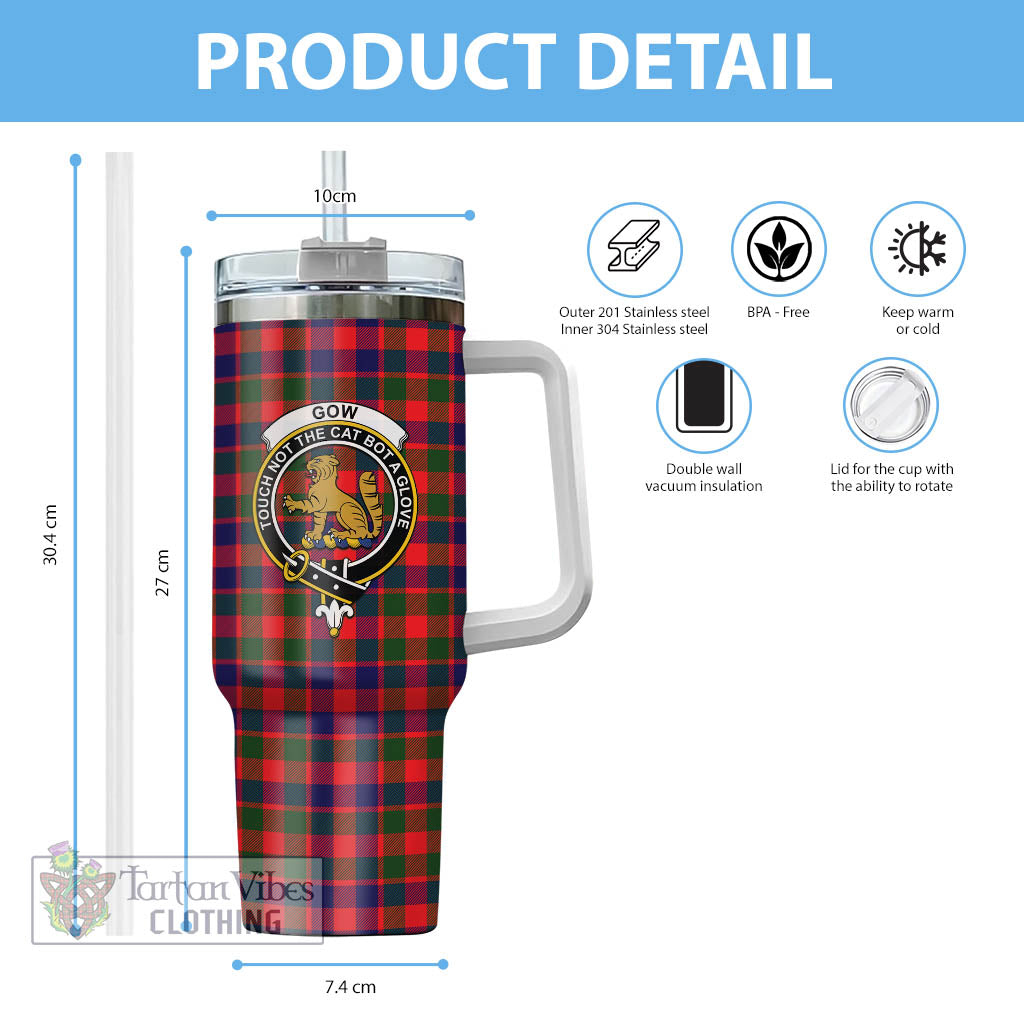 Tartan Vibes Clothing Gow Modern Tartan and Family Crest Tumbler with Handle