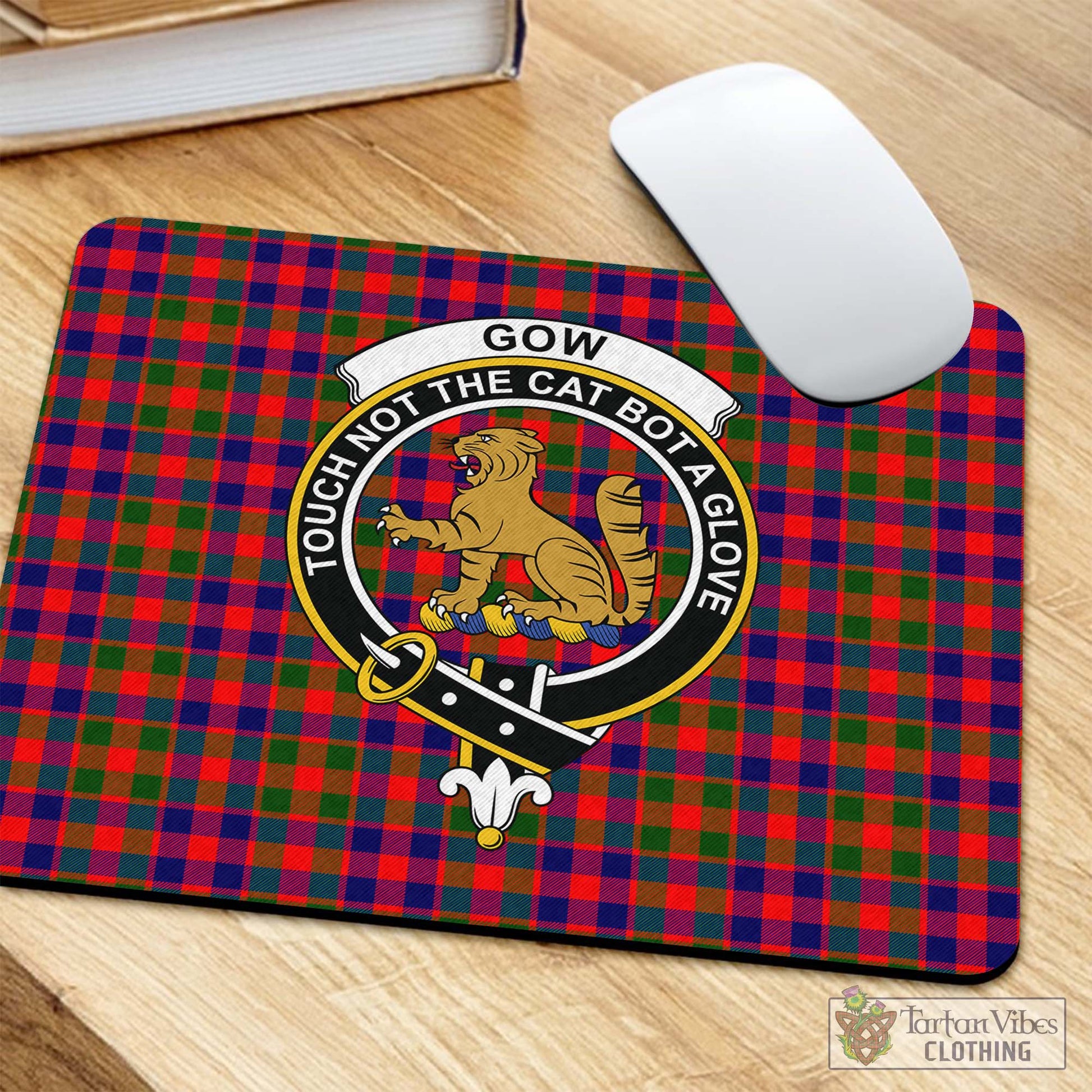 Tartan Vibes Clothing Gow Modern Tartan Mouse Pad with Family Crest