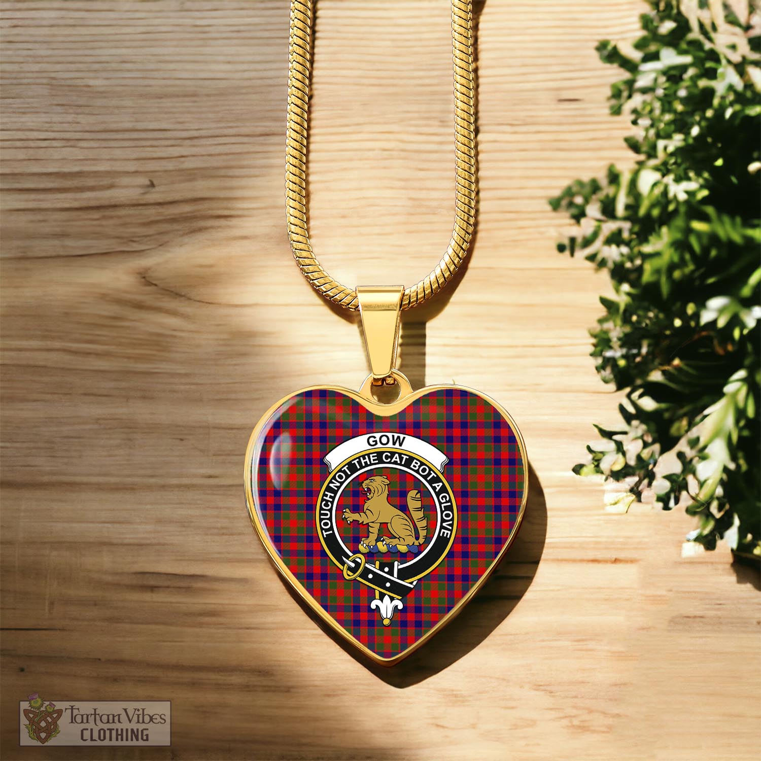 Tartan Vibes Clothing Gow Modern Tartan Heart Necklace with Family Crest