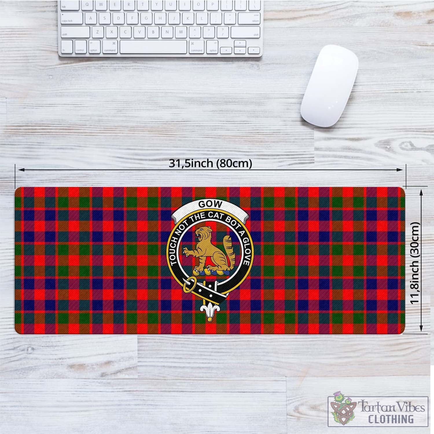 Tartan Vibes Clothing Gow Modern Tartan Mouse Pad with Family Crest