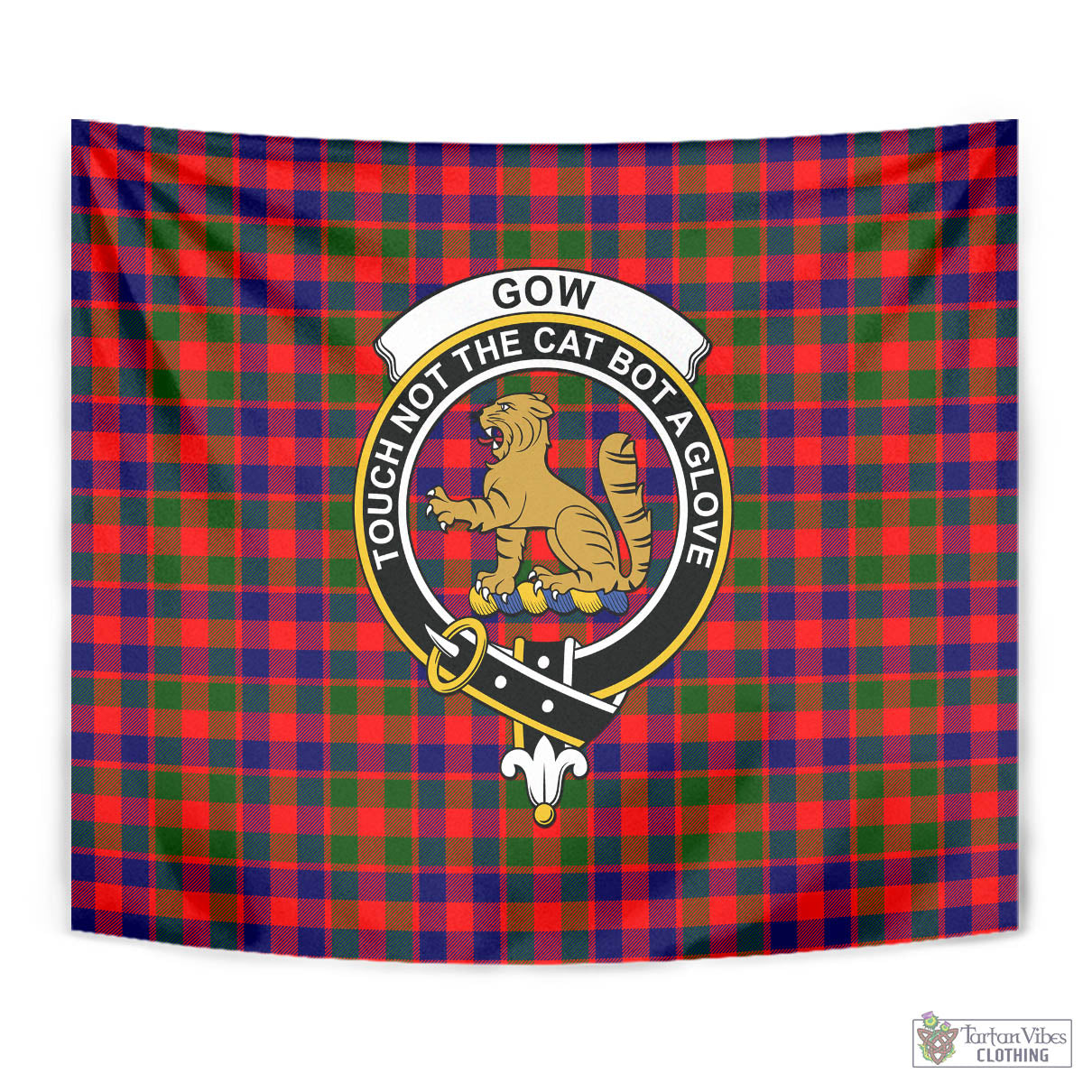 Tartan Vibes Clothing Gow Modern Tartan Tapestry Wall Hanging and Home Decor for Room with Family Crest