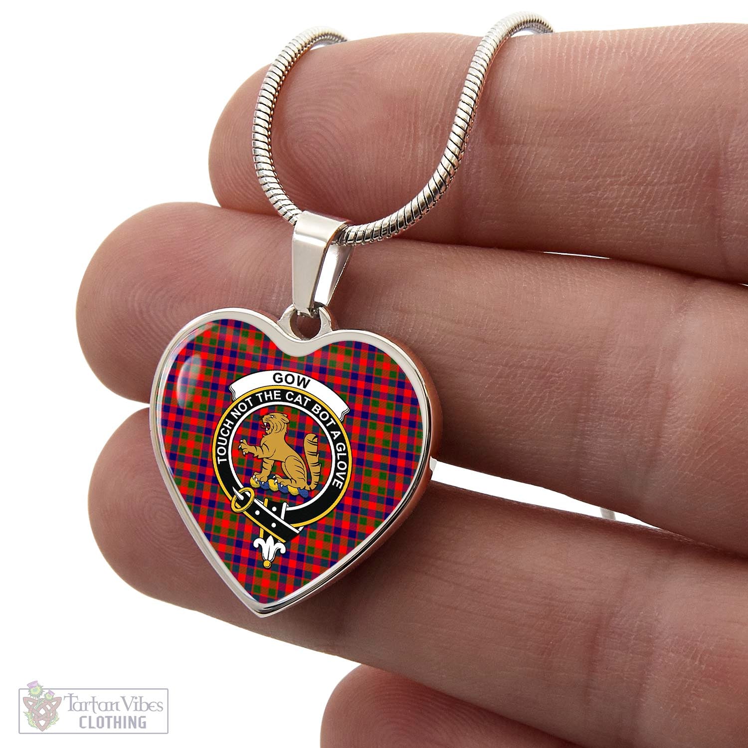 Tartan Vibes Clothing Gow Modern Tartan Heart Necklace with Family Crest