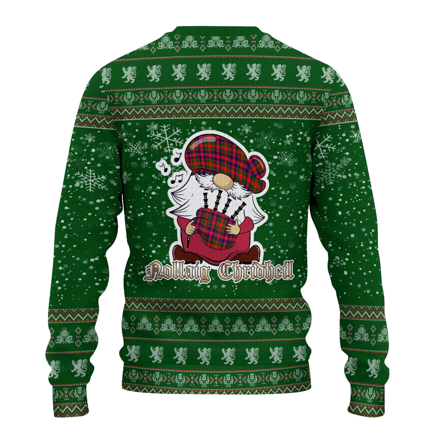 Gow Modern Clan Christmas Family Knitted Sweater with Funny Gnome Playing Bagpipes - Tartanvibesclothing