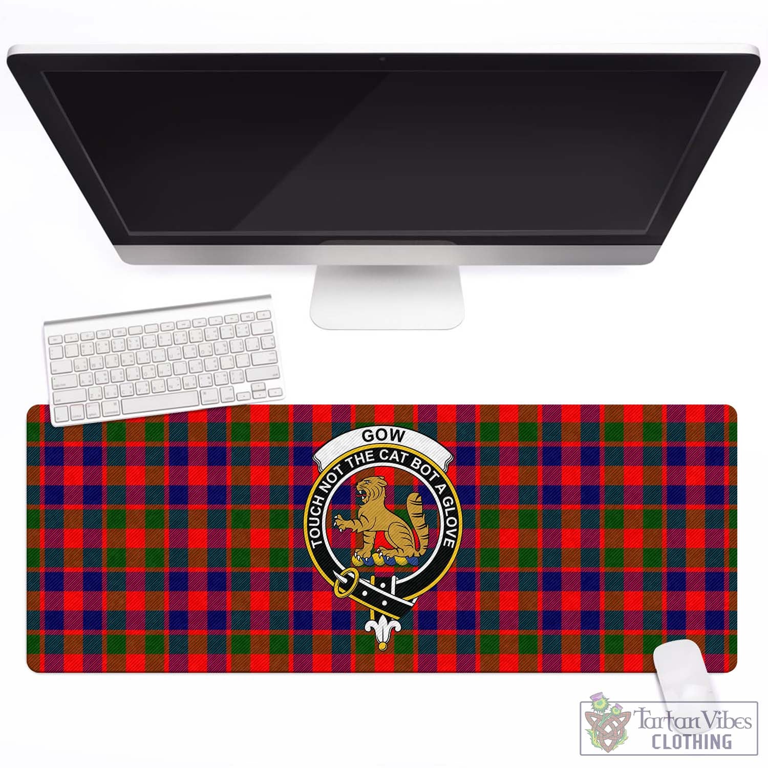 Tartan Vibes Clothing Gow Modern Tartan Mouse Pad with Family Crest