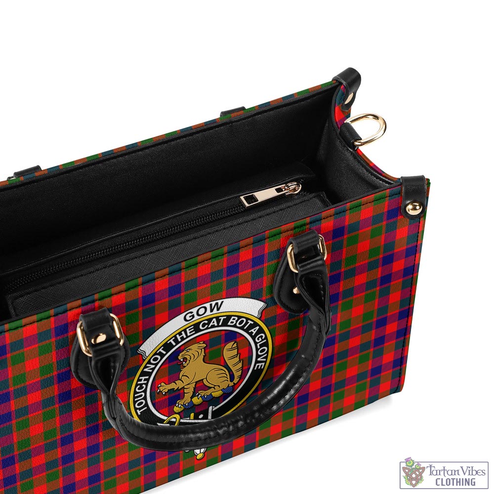 Tartan Vibes Clothing Gow Modern Tartan Luxury Leather Handbags with Family Crest