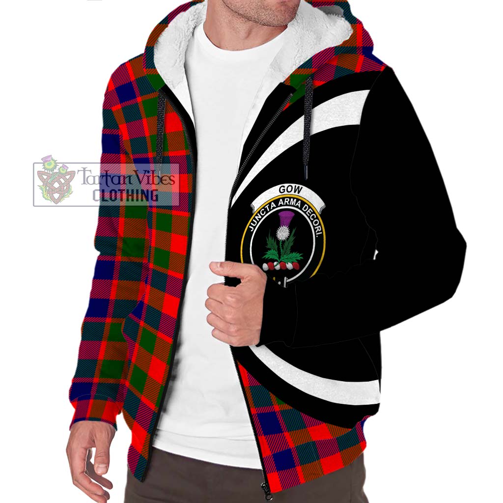 Gow of Skeoch Tartan Sherpa Hoodie with Family Crest Circle Style Unisex S - Tartan Vibes Clothing