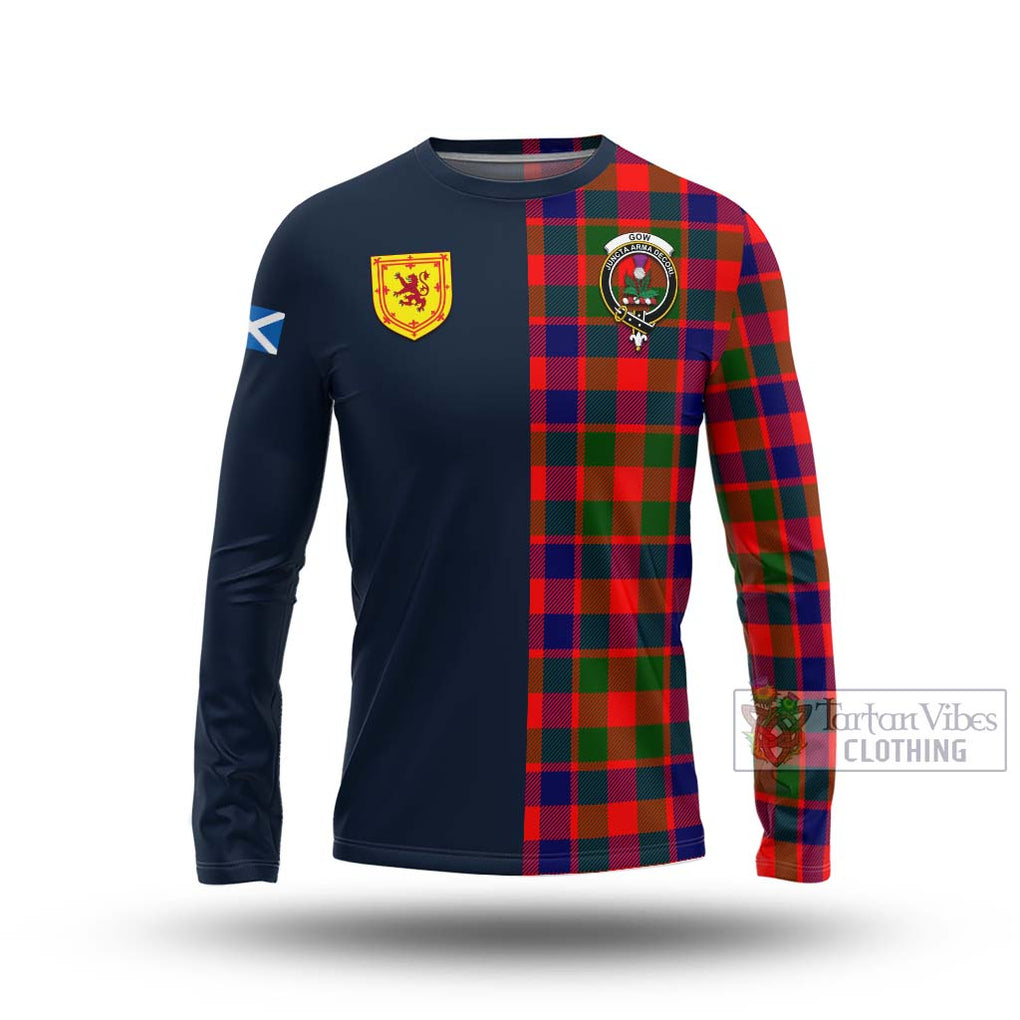 Tartan Vibes Clothing Gow of Skeoch Tartan Long Sleeve T-Shirt with Scottish Lion Royal Arm Half Style