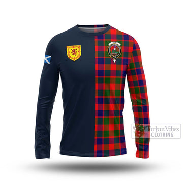 Gow of Skeoch Tartan Long Sleeve T-Shirt Alba with Scottish Lion Royal Arm Half Style