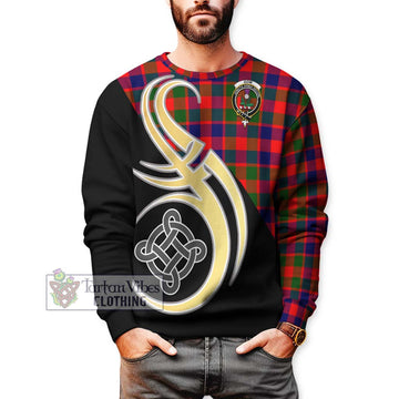 Gow of Skeoch Tartan Sweatshirt with Family Crest and Celtic Symbol Style