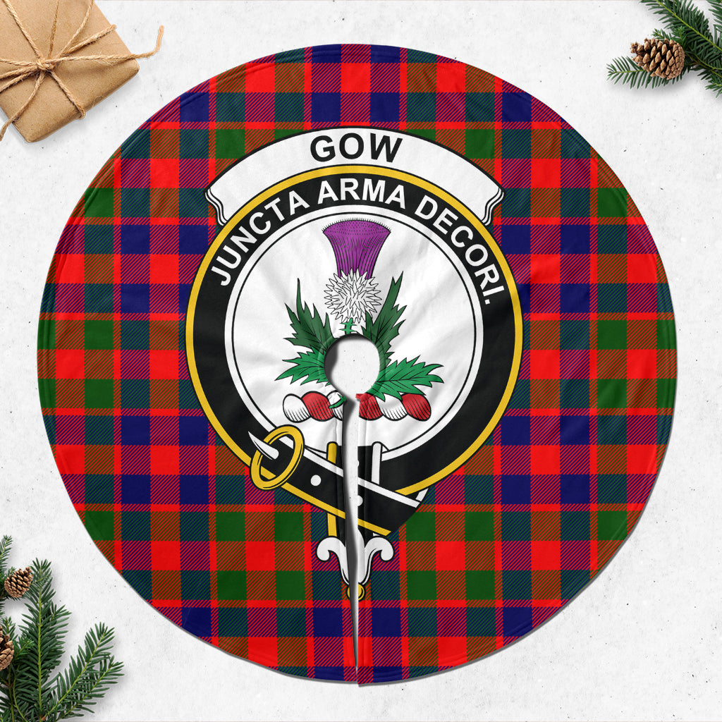 Gow of Skeoch Tartan Christmas Tree Skirt with Family Crest - Tartanvibesclothing