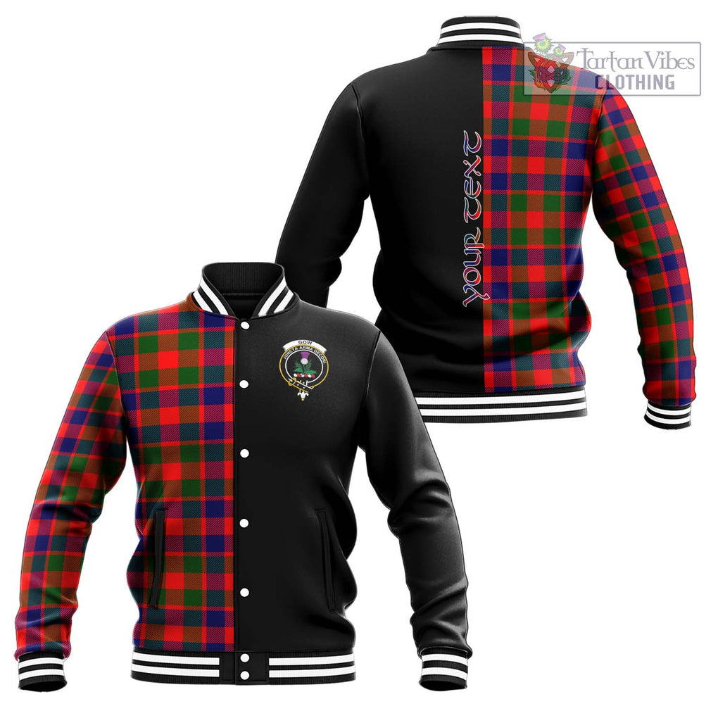 Gow of Skeoch Tartan Baseball Jacket with Family Crest and Half Of Me Style Unisex - Tartanvibesclothing Shop