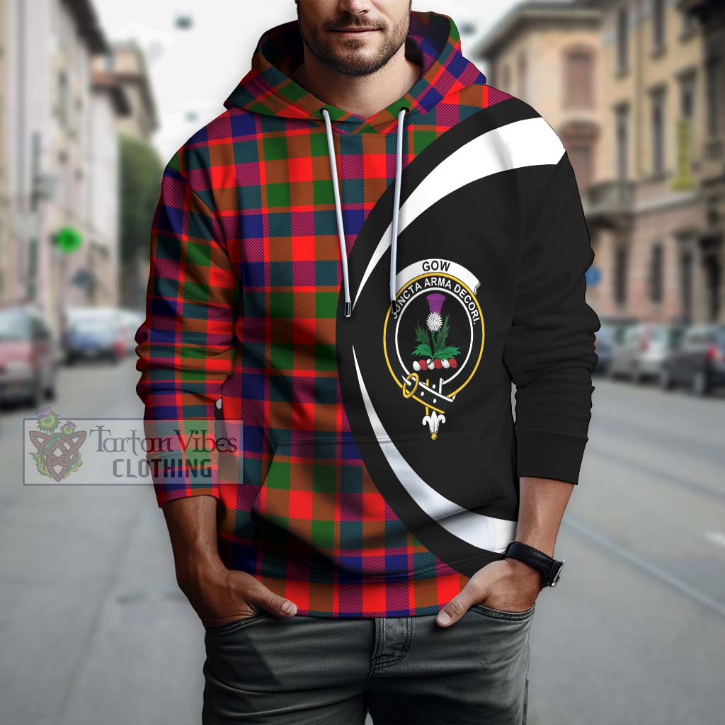 Tartan Vibes Clothing Gow of Skeoch Tartan Hoodie with Family Crest Circle Style