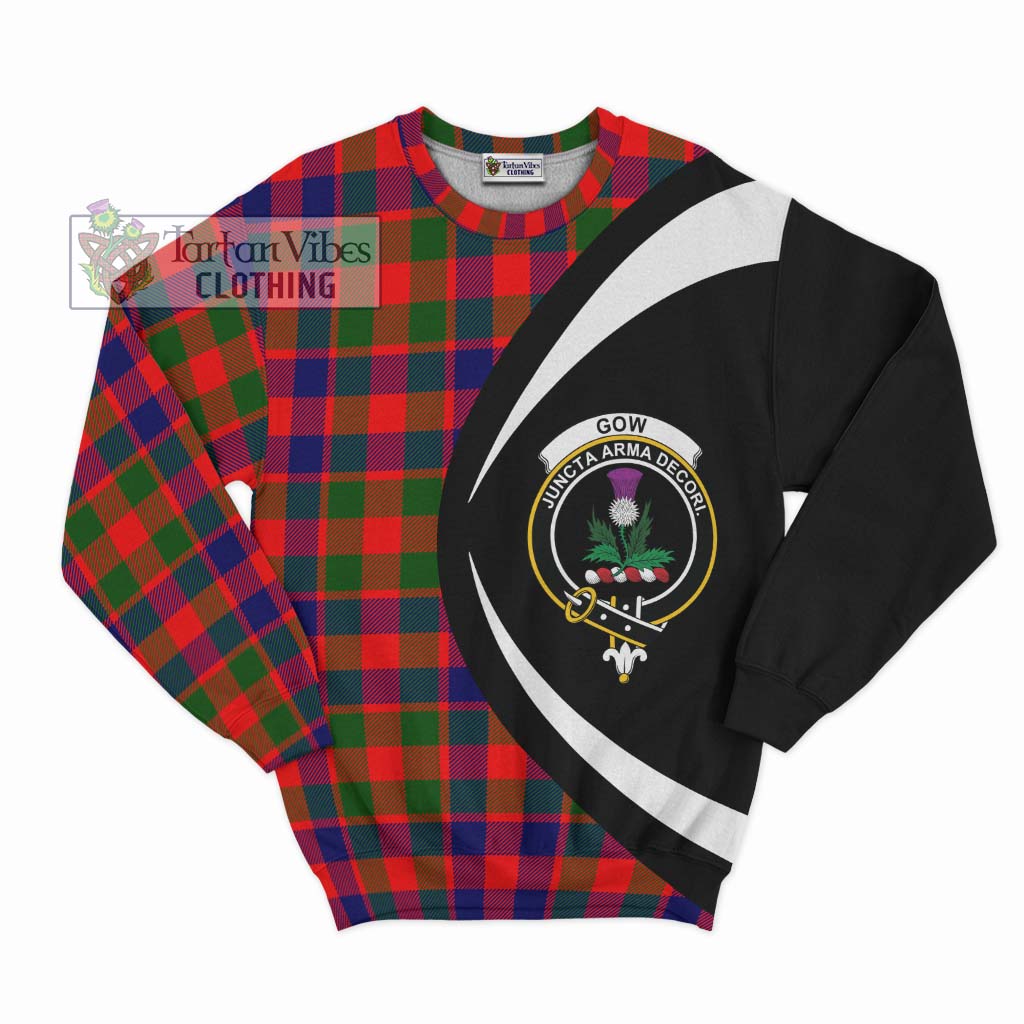 Gow of Skeoch Tartan Sweatshirt with Family Crest Circle Style Unisex - Tartan Vibes Clothing