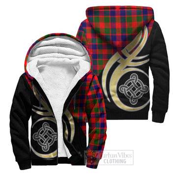 Gow of Skeoch Tartan Sherpa Hoodie with Family Crest and Celtic Symbol Style