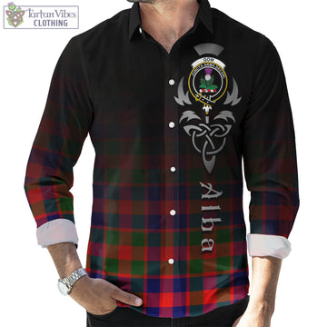 Gow of Skeoch Tartan Long Sleeve Button Up Featuring Alba Gu Brath Family Crest Celtic Inspired