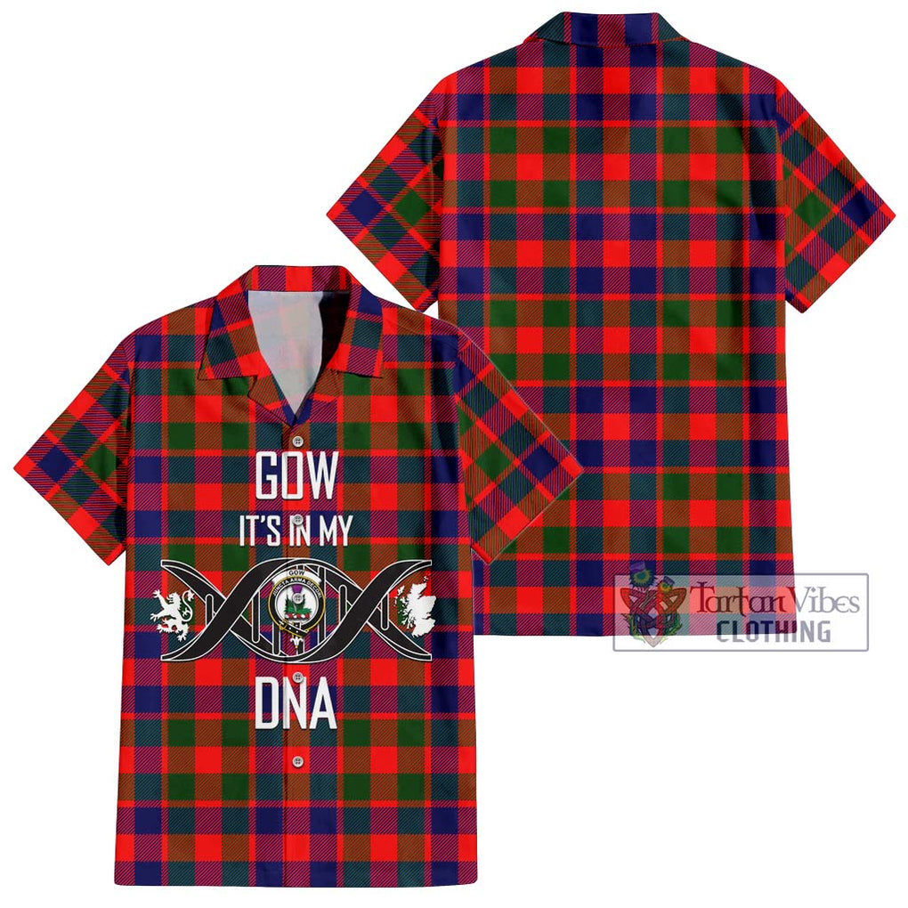 Gow of Skeoch Tartan Short Sleeve Button Shirt with Family Crest DNA In Me Style Kid - Tartanvibesclothing Shop